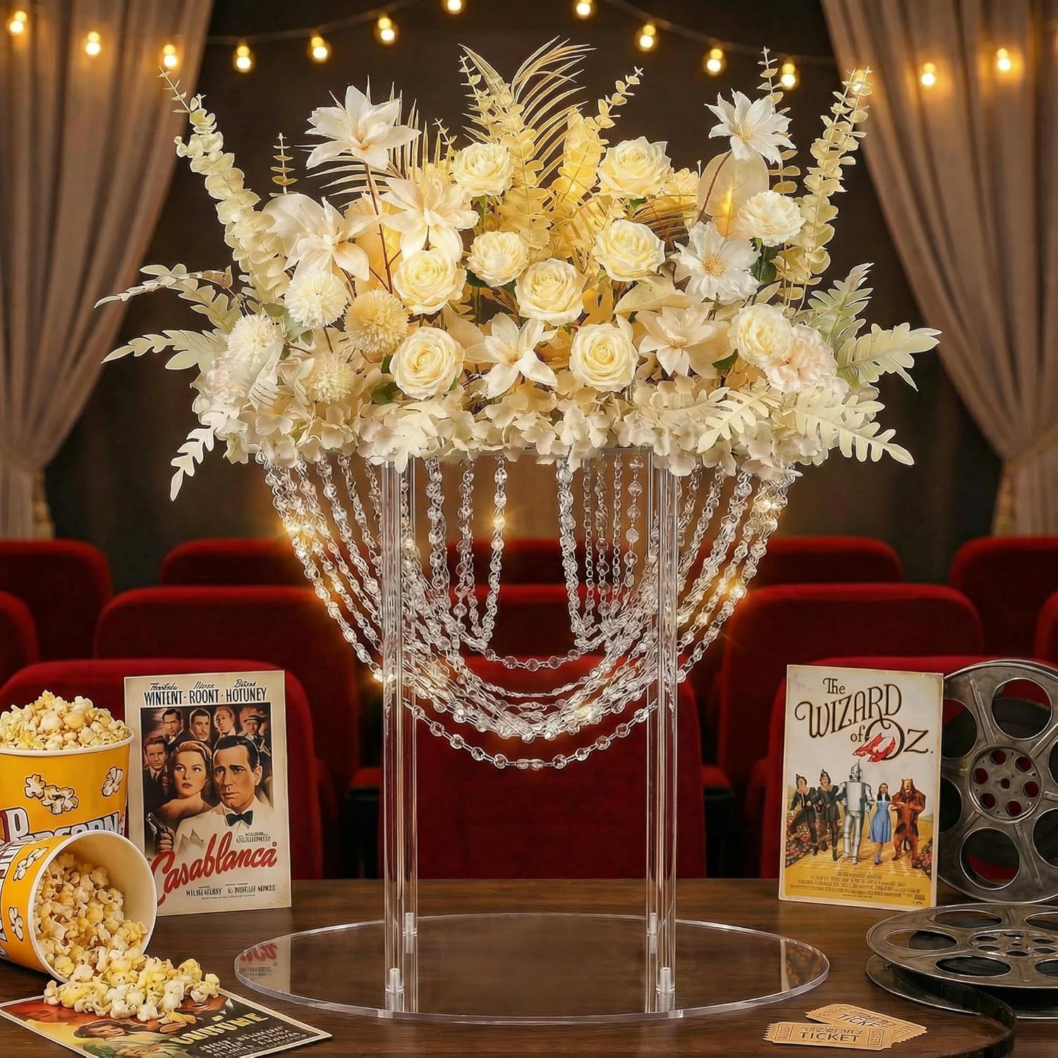 20" Acrylic Centerpiece Stand for Wedding Table - Tall Clear Flower Stand, Modern Floral Vase Column for Reception, Party, Event Decoration, Tabletop Garland Stand