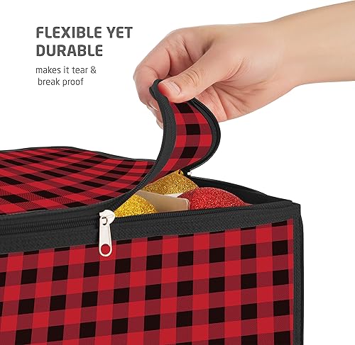 Miniatura 5 de Caja grande de almacenamiento de plástico para decoraciones navideñas con dos cierre de cremallera uno en cada cara