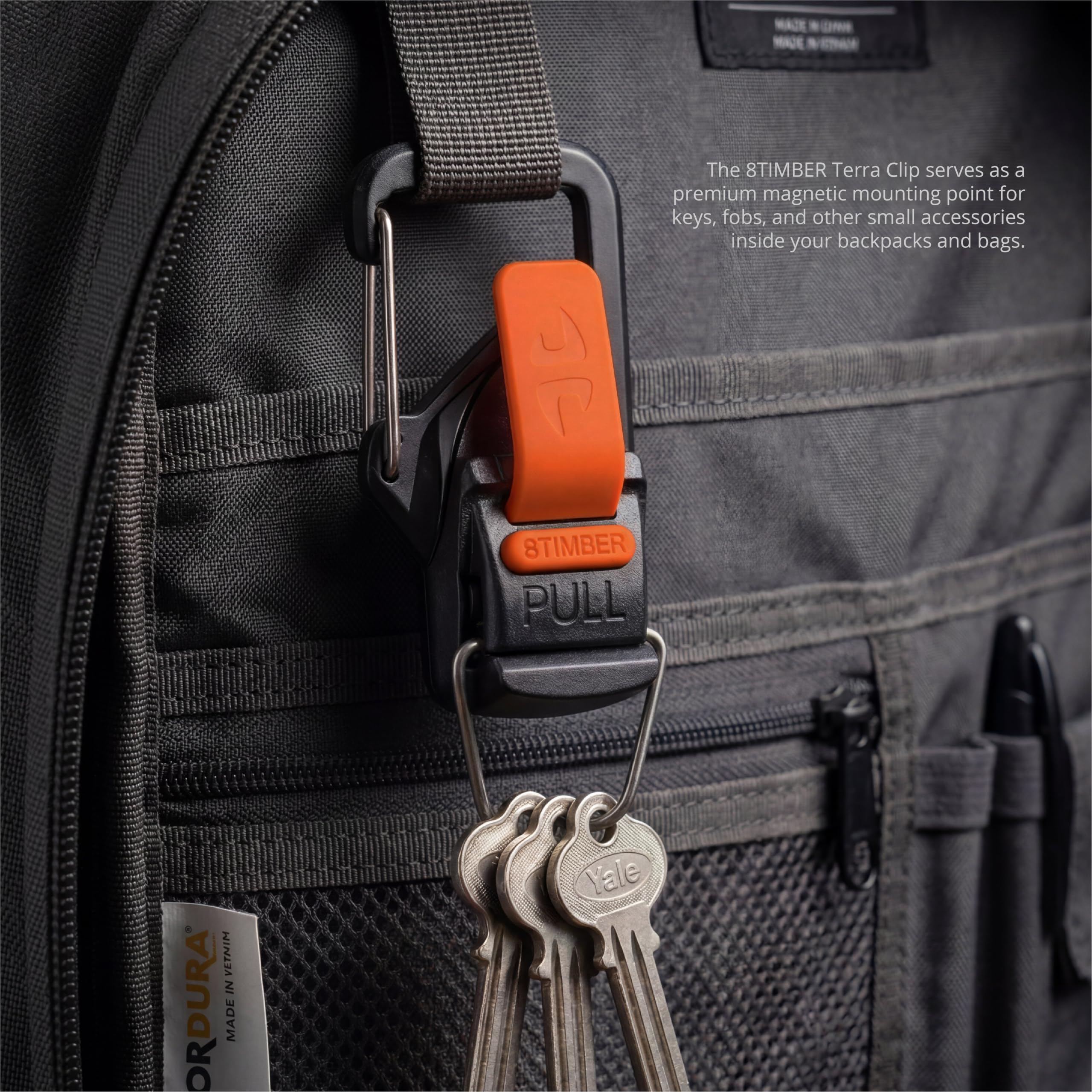 8TIMBER Terra Clip Magnetischer Schnellverschluss Schlüsselanhänger - Mühelose Karabiner-Alternative für stilvolles Schlüsselmanagement überall mit schneller und einfacher Magnetlasche, Karabiner und