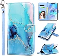 Vista 21 de ULAK Compatible con iPhone 12 Pro Max Funda Cartera con Portarjetas, Funda de Cuero PU con Soporte Plegable Ranuras para Tarjetas Correa de Muñeca