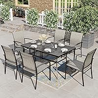 Vista 22 de HERA'S HOUSE Juego de comedor rojo para 4, juego de mesa y sillas de exterior de 5 piezas, 4 sillas de comedor de textileno, mesa de comedor