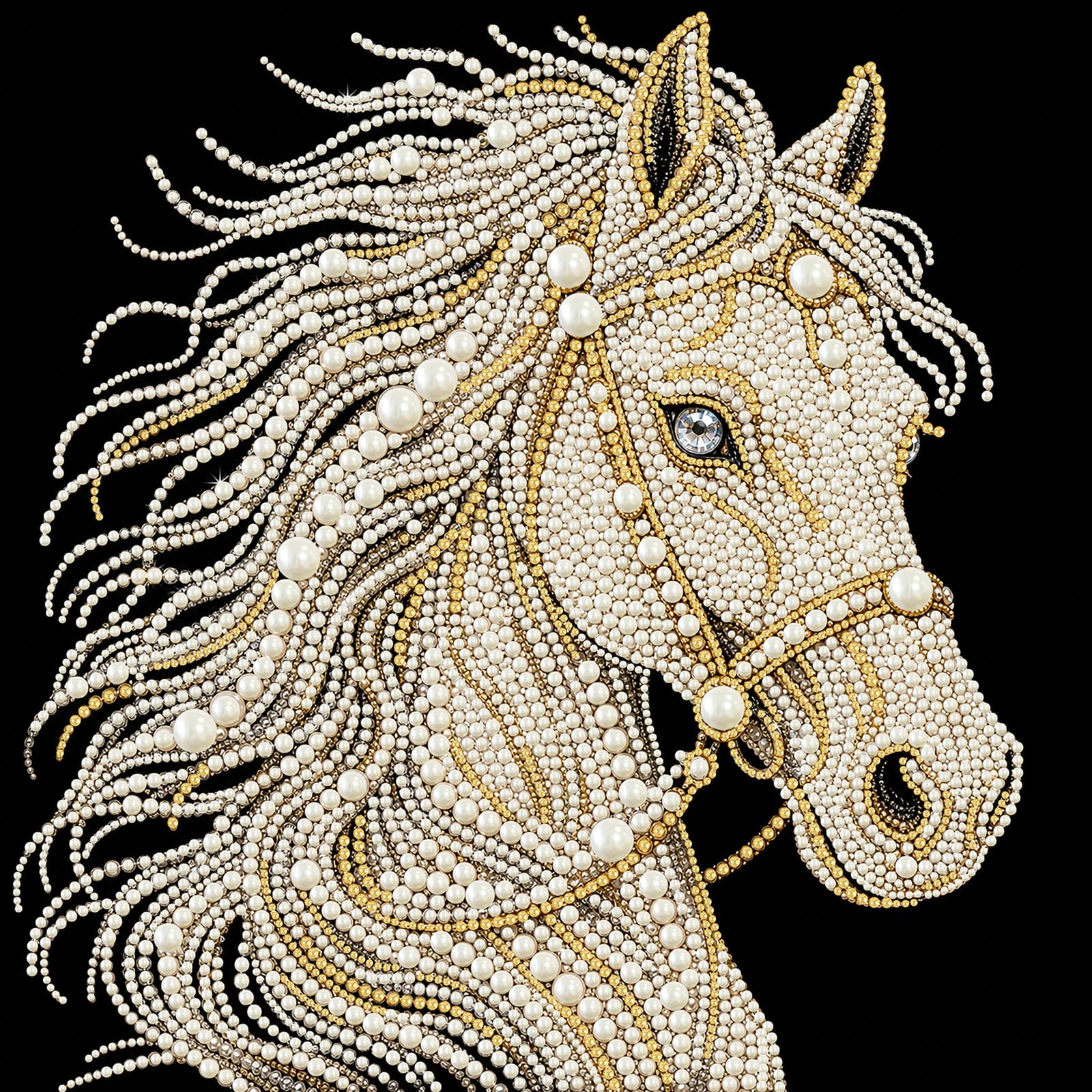 Horse Pearl Painting Art Kits with Frame Pearl Gem Paintings Picture Arts Craft 30x30cm for Adults Beginners Home Wall Decor (Horse)