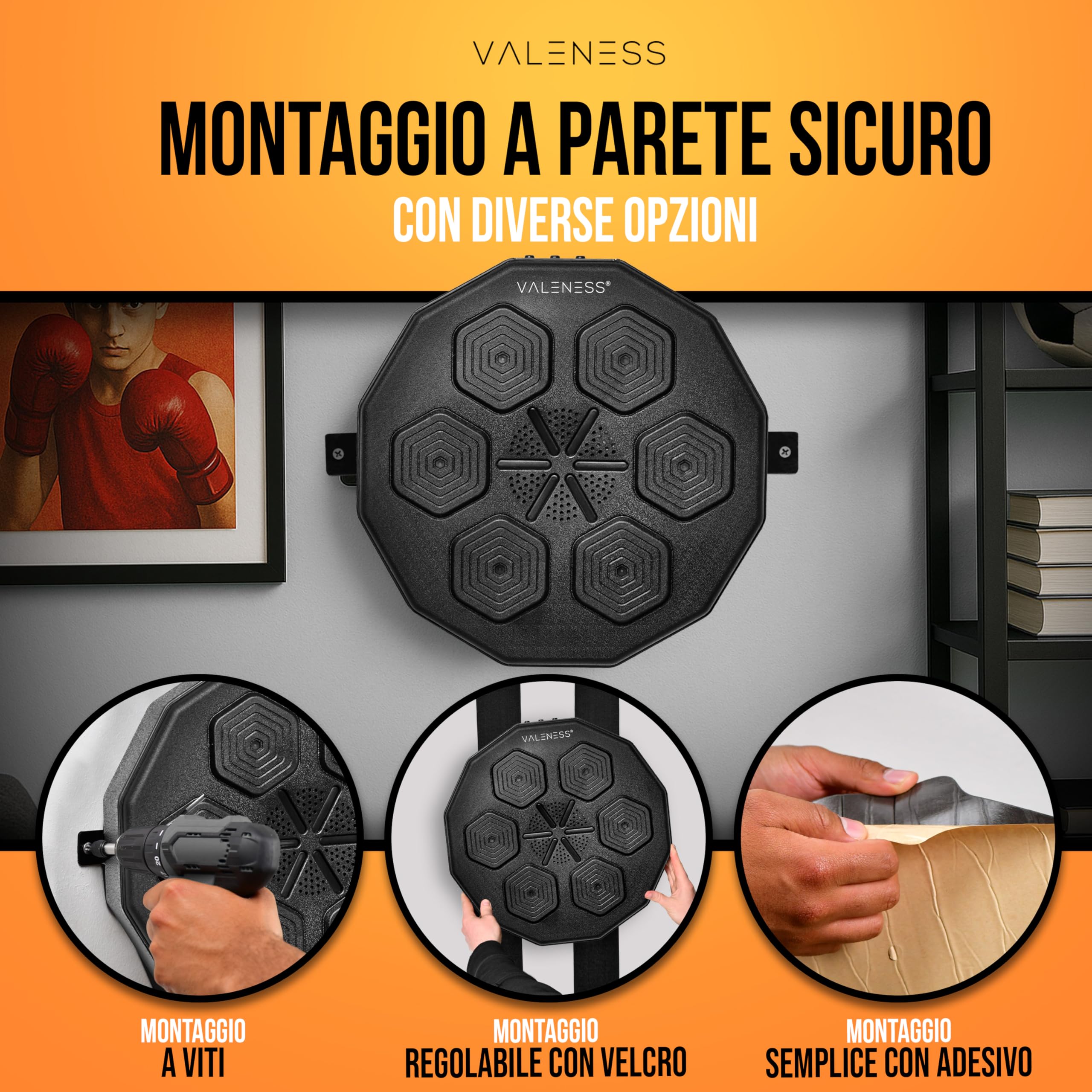 VALENESS Smart Music Boxing Machine Boxe LED Macchina da Parete Guantoni Allenamento Casa