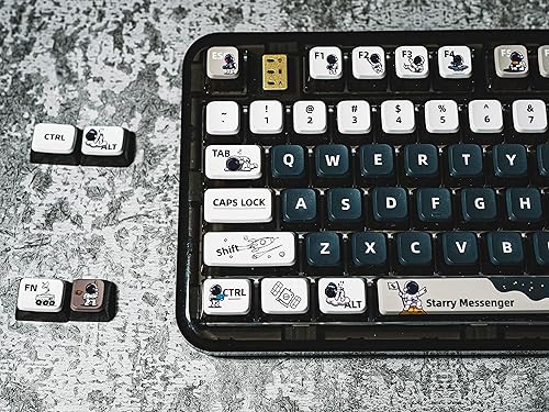 Miniatura 2 de Teclas de pudín PBT, tema astronauta, juego de teclas de sublimación de 117 teclas, perfil ASA personalizado para teclado mecánico Cherry Gateron MX