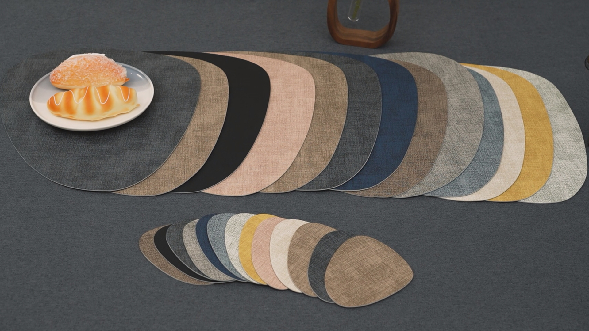 Chitomars Sets De Table Double Face Et Dessous De Verre – Lot De 6, Rond En Simili Cuir Gris Beige, Lavables, Antidérapants Et Résistants à La Chaleur