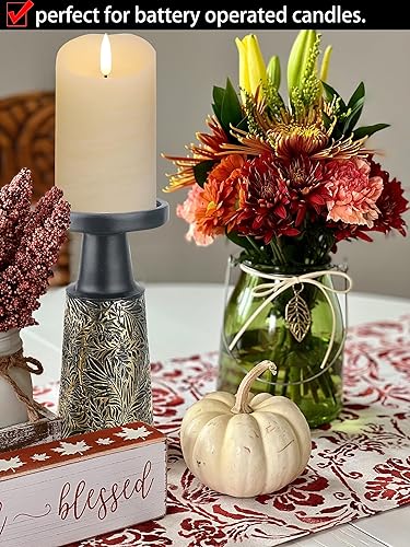 Miniatura 7 de MILIVIXAY Juego de 2 portavelas de pilar grande de resina, portavelas alto de granja, decoración de mantel de mesa, centros de mesa auxiliares