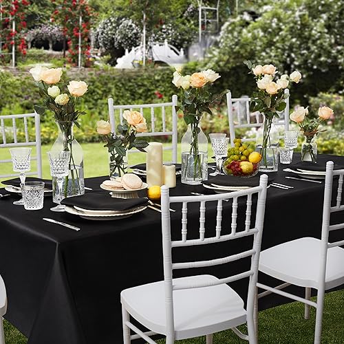 Miniatura 4 de Paquete de 1 mantel rectangular resistente a las manchas, sin arrugas, suave y sedoso, mantel de comedor de satén para comedor, uso en interiores y