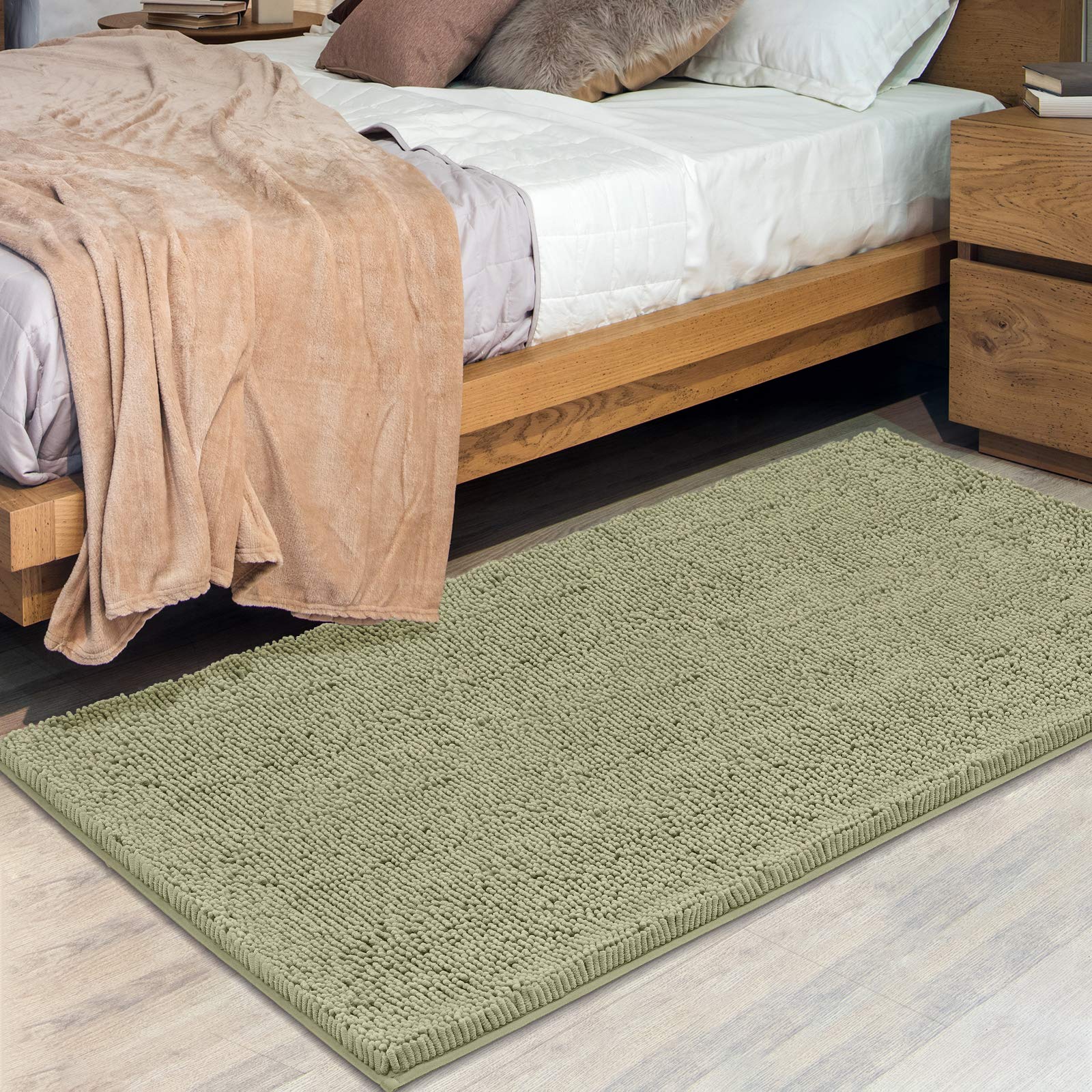 MAYSHINE Absorbent Microfiber Chenille Door Mat Runner for Front Inside Floor Doormats, Quick Drying, Washable-31x59 Inches Sage Green