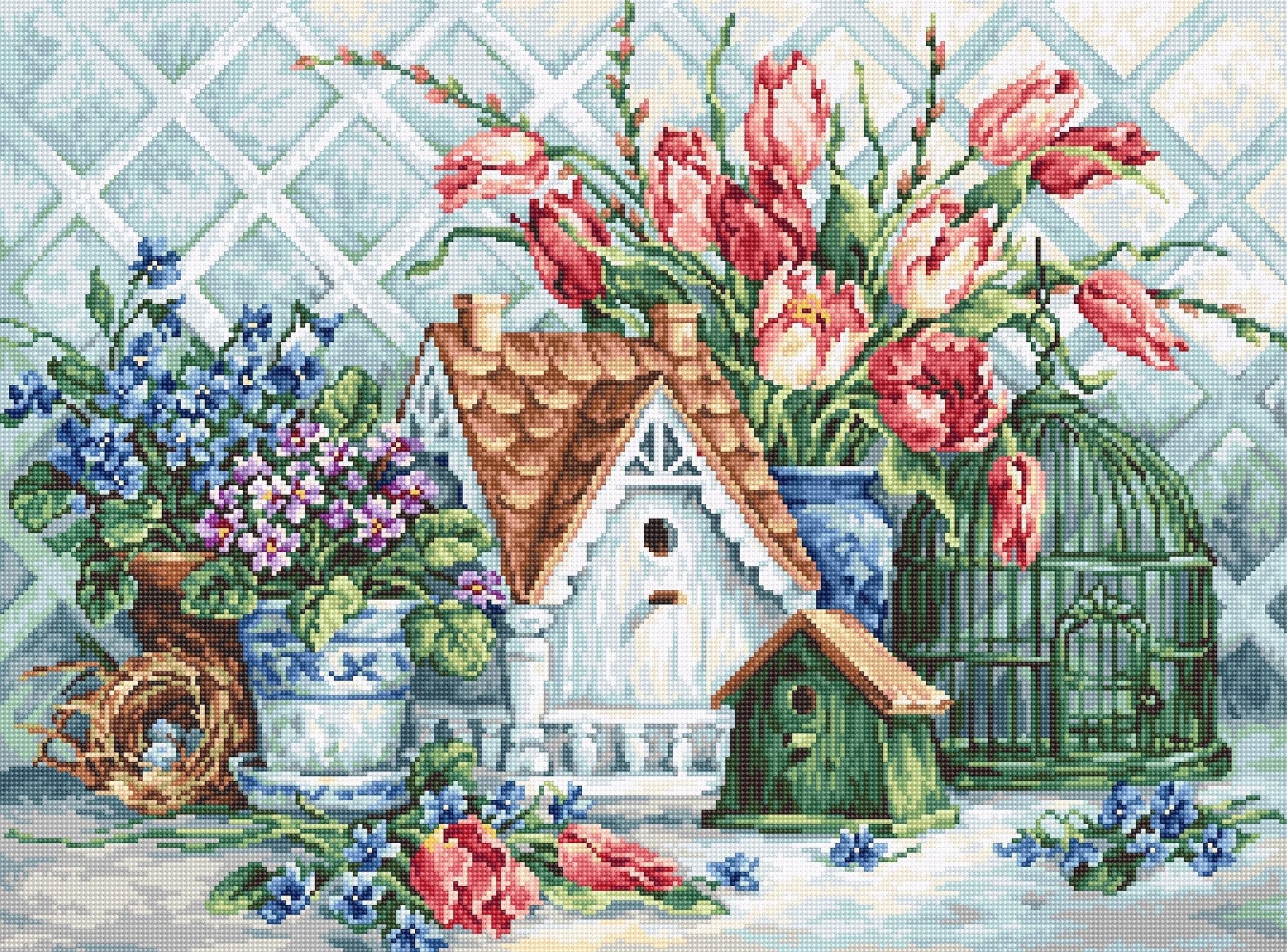 Luca-S Kit punto croce piccolo quartiere pittoresco B2395 38 x 28 cm