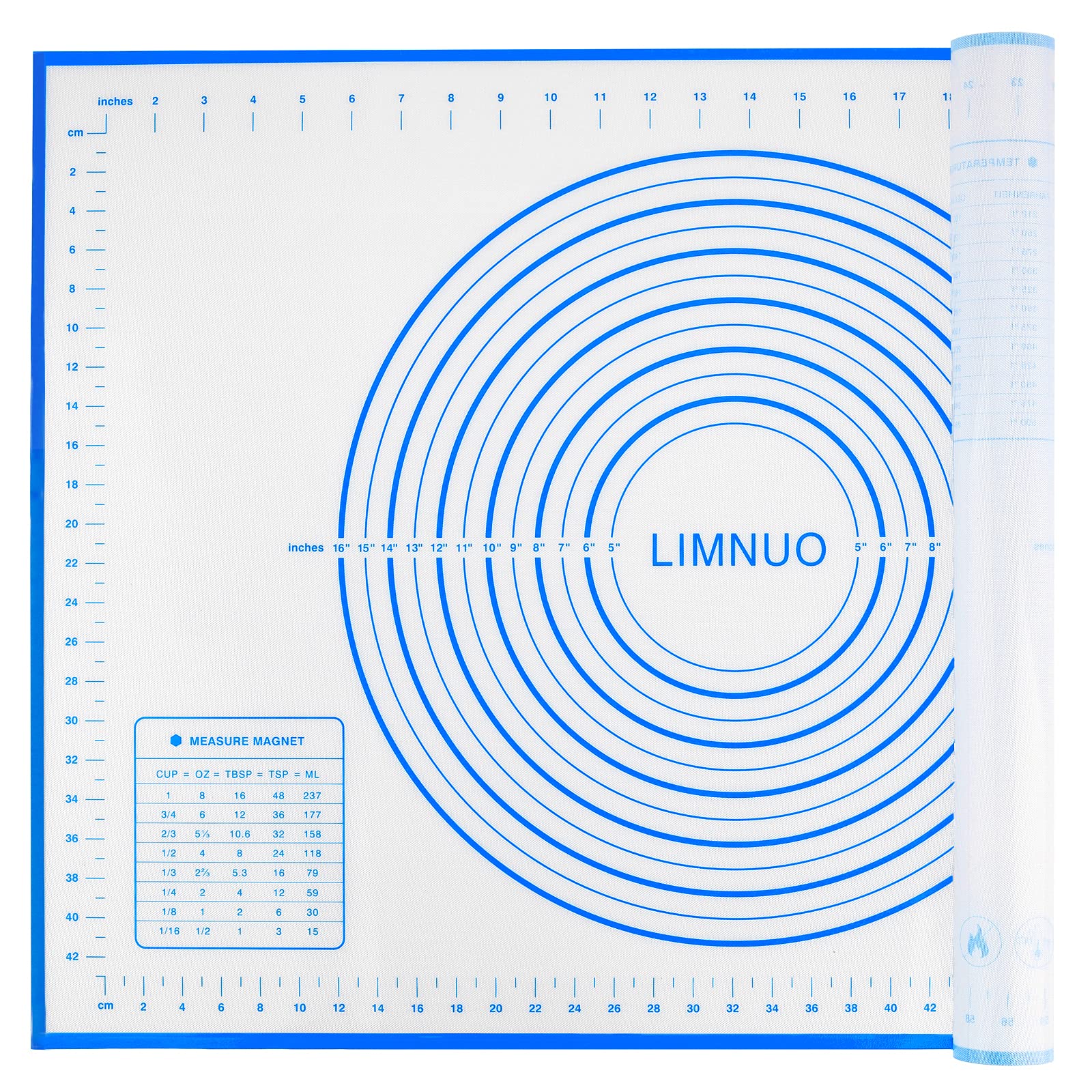 Photo 1 of Silicone Baking Mat?Non Stick Rolling Dough with Measurements for Pie Pizza Cookies Fondant Making?Extra Thick Non Slip Silicone Pastry Mat (Blue, XL-20"×28")