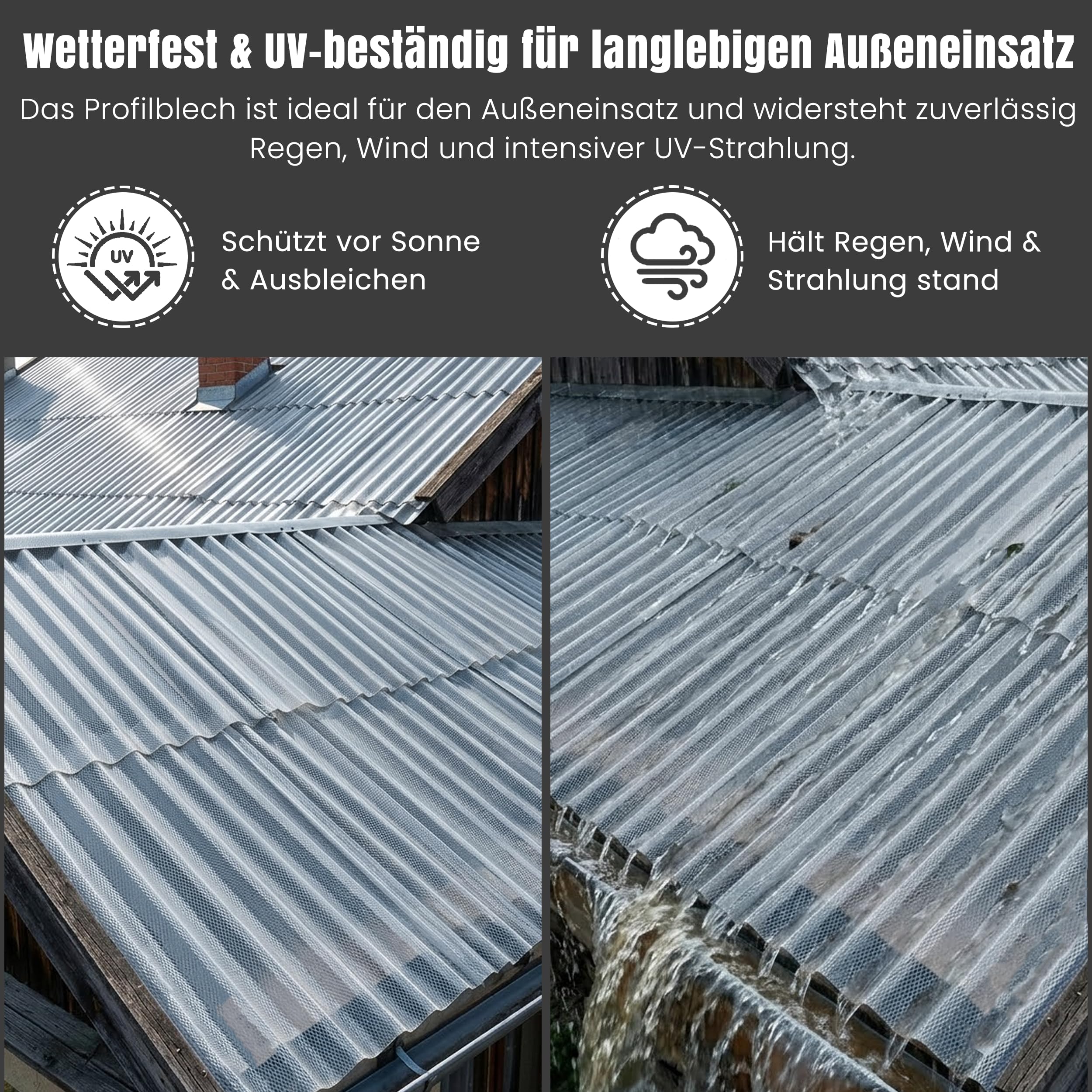 LP Projekt Wellplatten 5er Satz klar 104,5 × 350 cm UV beständig Wetterfeste Dachplatten