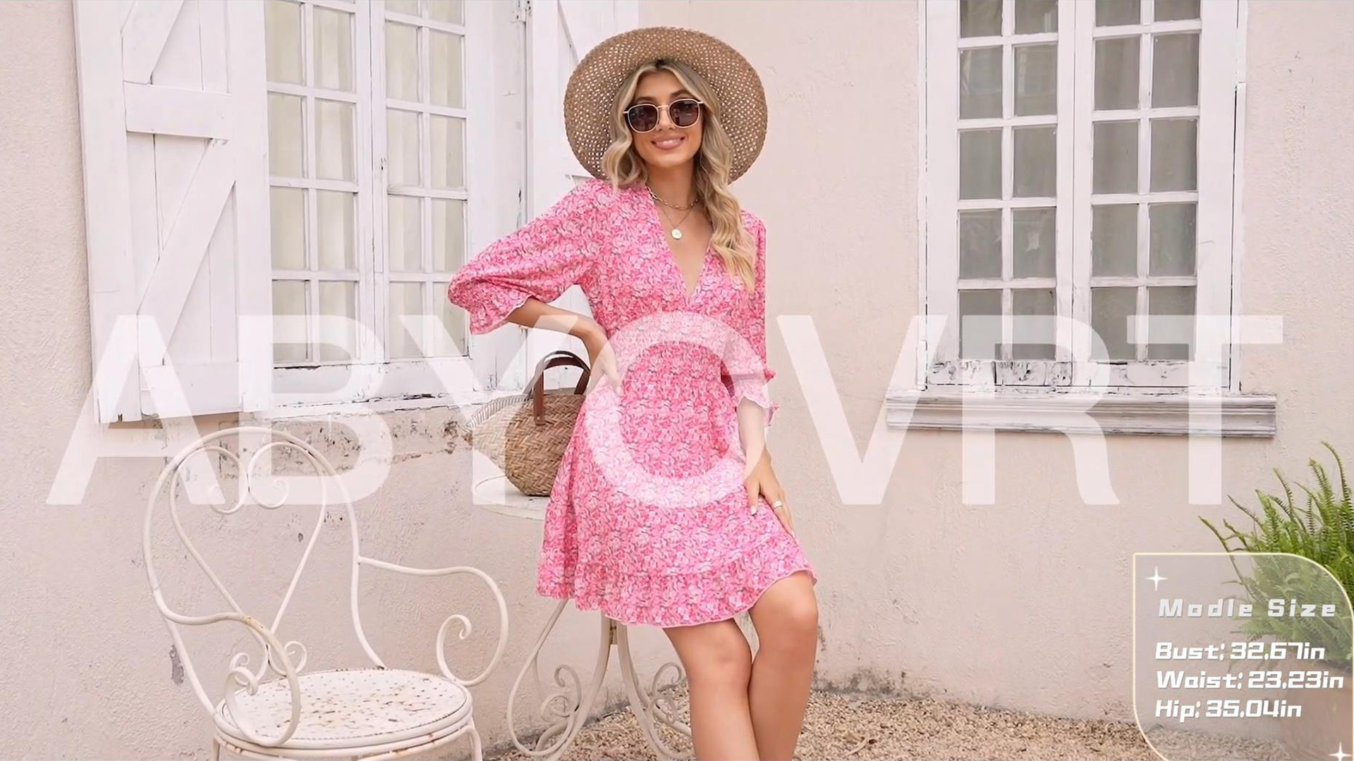 Robe été Femme Imprimé Floral - Manches Courtes, Col V, Taille Haute, Courte (rouge, Taille S)