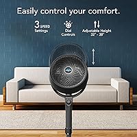 Vista 3 de Vornado 683 Medium Pedestal Whole Room Air Circulator Fan, 3 Speed Control, Adjustable Standing Height, 32 to 38 Inches, Powerful Pedestal Standing