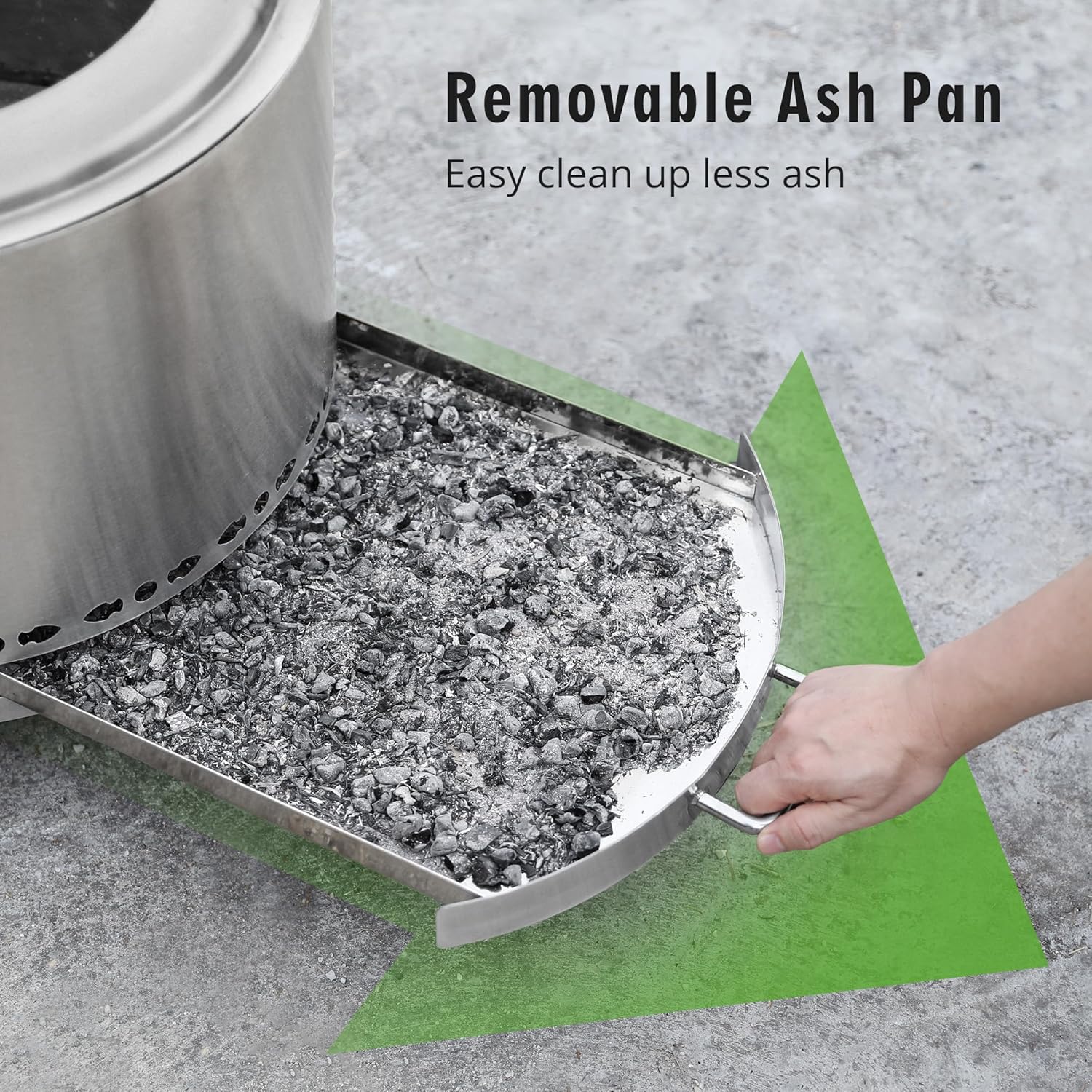 Smokeless Fire Pit, 19 Inch Outdoor Fire Pit, Portable Fire Pit with Pull Out Ash Pan and Double Handle, Portable Stainless Steel Fire Pit Ideal for Indoor Residences and Outdoor Camping