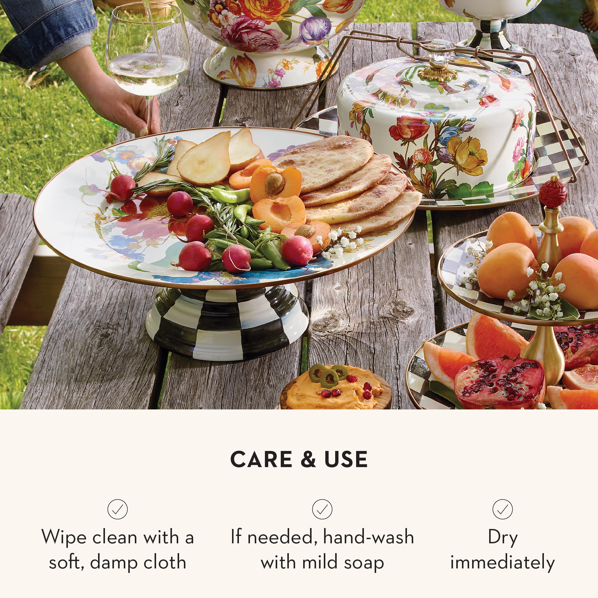 Amazon.com | MACKENZIE-CHILDS Enamel Pedestal Platter, Round Cake