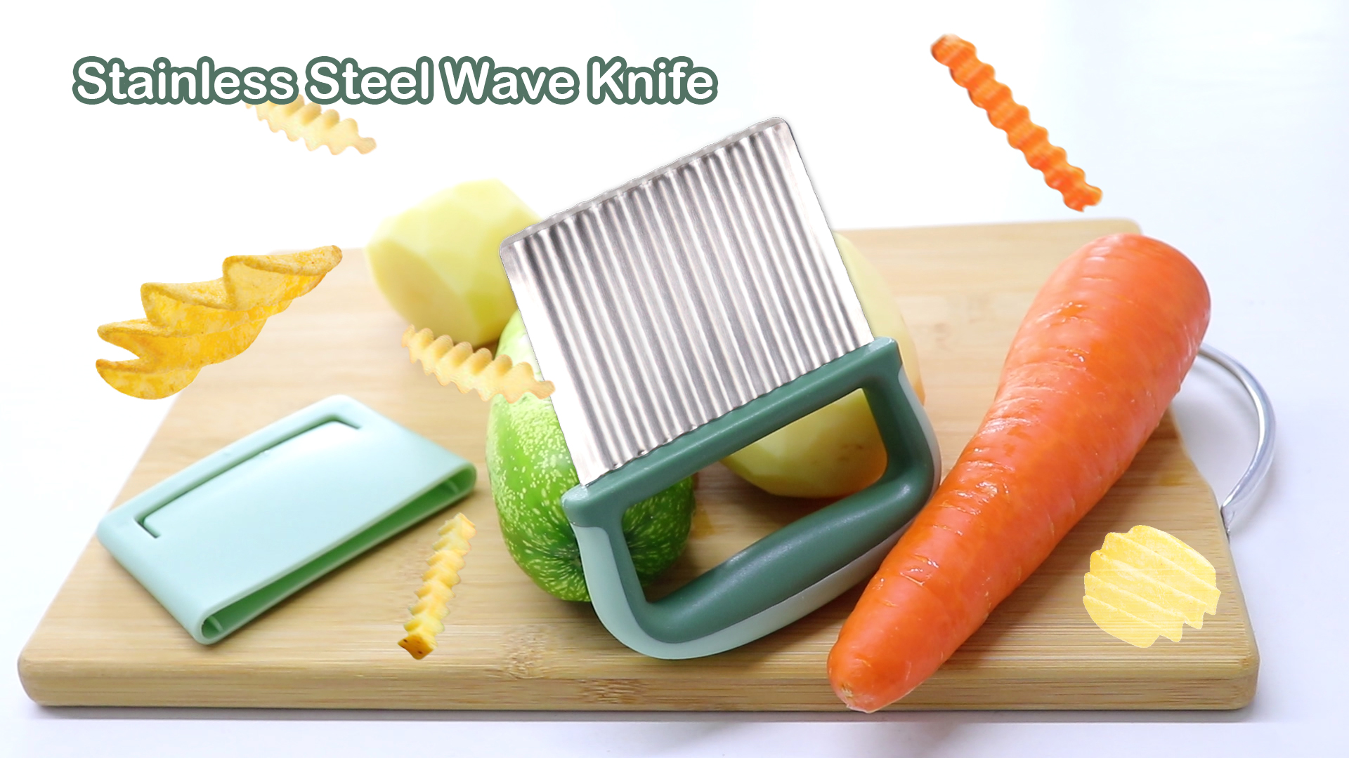 Set 2 Coltelli Ondulati Per Patatine E Verdure: Tagliapatate In Acciaio Inox Con Manico Antiscivolo
