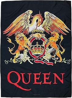 Heart Rock Bandiera Originale Queen Crest, Tessuto, Multicolore, 110x75x0.1 cm