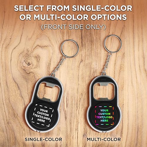 Miniatura 6 de DISCOUNT PROMOS Juego de 10 abrebotellas personalizados y llaveros LED, paquete personalizado a granel, perfecto para ferias comerciales, recuerdos