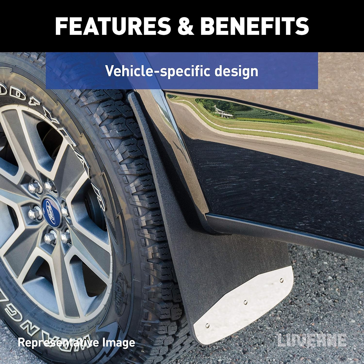 LUVERNE 251034 Rear Dually 20-Inch x 23-Inch Textured Rubber Mud Guards, Select Ram 3500, 2 Flaps