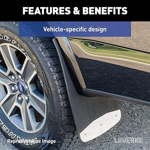 Miniatura 6 de LUVERNE 251034 Guardabarros Traseros Dually de Goma Texturizada de 20 x 23 Pulgadas, Select Ram 3500, Negro