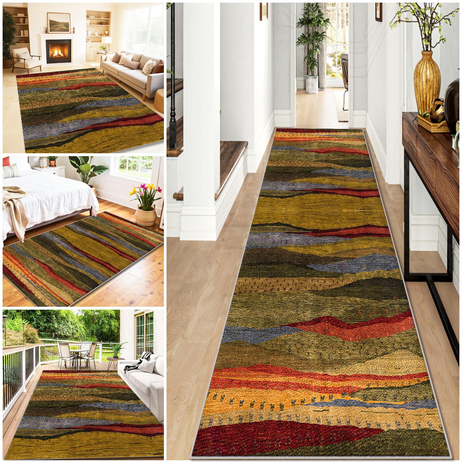 WAWFONG Carpet Runners for Hallways 60 x 300 cm Kitchen Rugs Long Hall Runner Rug Washable Non Slip Absorbent Polyester Narrow Rugs for Entryway Hallways Kitchen Laundry Room
