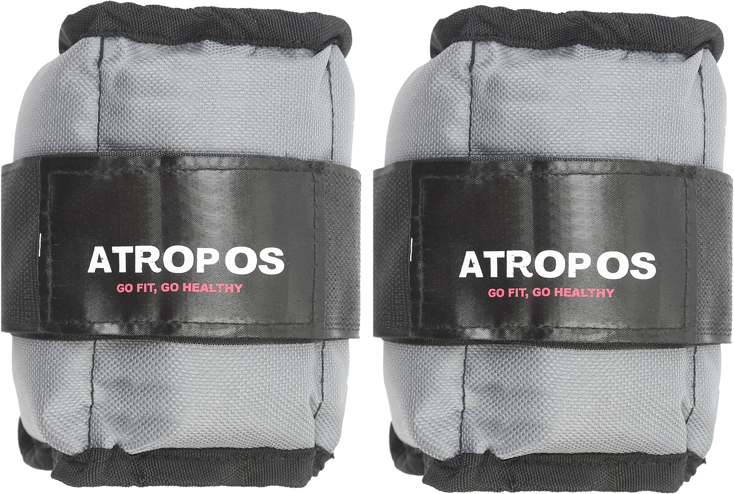 Atropos Adjustable Ankle/Wrist Weights| Ideal for Walking,Running,Jogging,Cycling,Gym & Strength Training | Easy to Use on Ankle,Wrist,Leg. ((250grm x 2 Units) =500 grm, Grey)