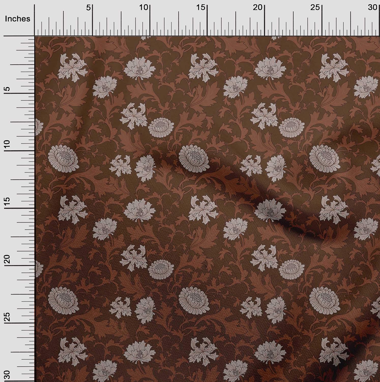 oneOone Viscose Chiffon Brown Fabric Leaves & Floral Artistic Dress Material Fabric Print Fabric by The Yard 42 Inch Wide