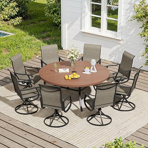 Miniatura 47 de VICLLAX Muebles pequeños de exterior de 3 piezas, 2 sillas giratorias de patio y mesa redonda pequeña para 2, sillas de carbón oscuro y negro Carbón