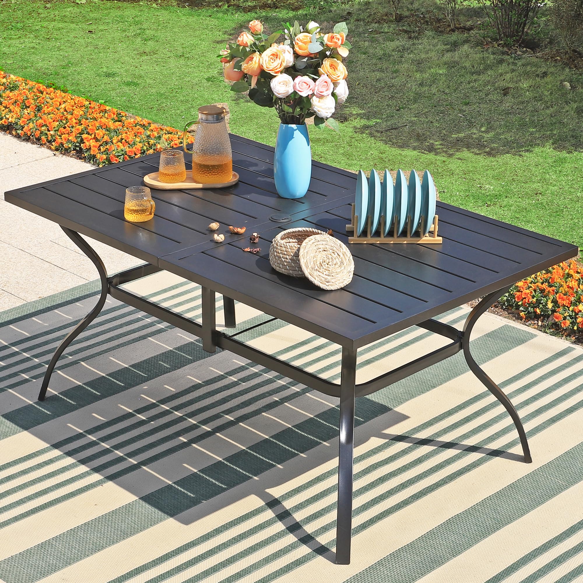 8 foot blue patio umbrella Outsunny 8.6FT Patio Umbrella, UPF 30+ Outdoor Market Umbrella, 2-Tier Vented Patio Table Umbrella with Crank 8 Ribs, Tiltable Porch Umbrella for Gard