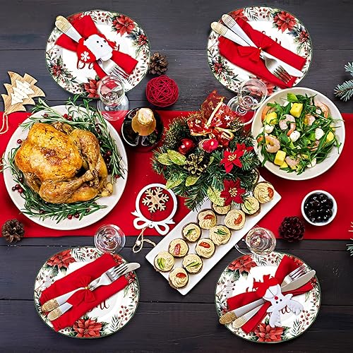 Miniatura 6 de 100 platos desechables de papel ovalados de Navidad a granel de 10 x 12.5 pulgadas, plato grande para cena, plato de papel de Navidad para