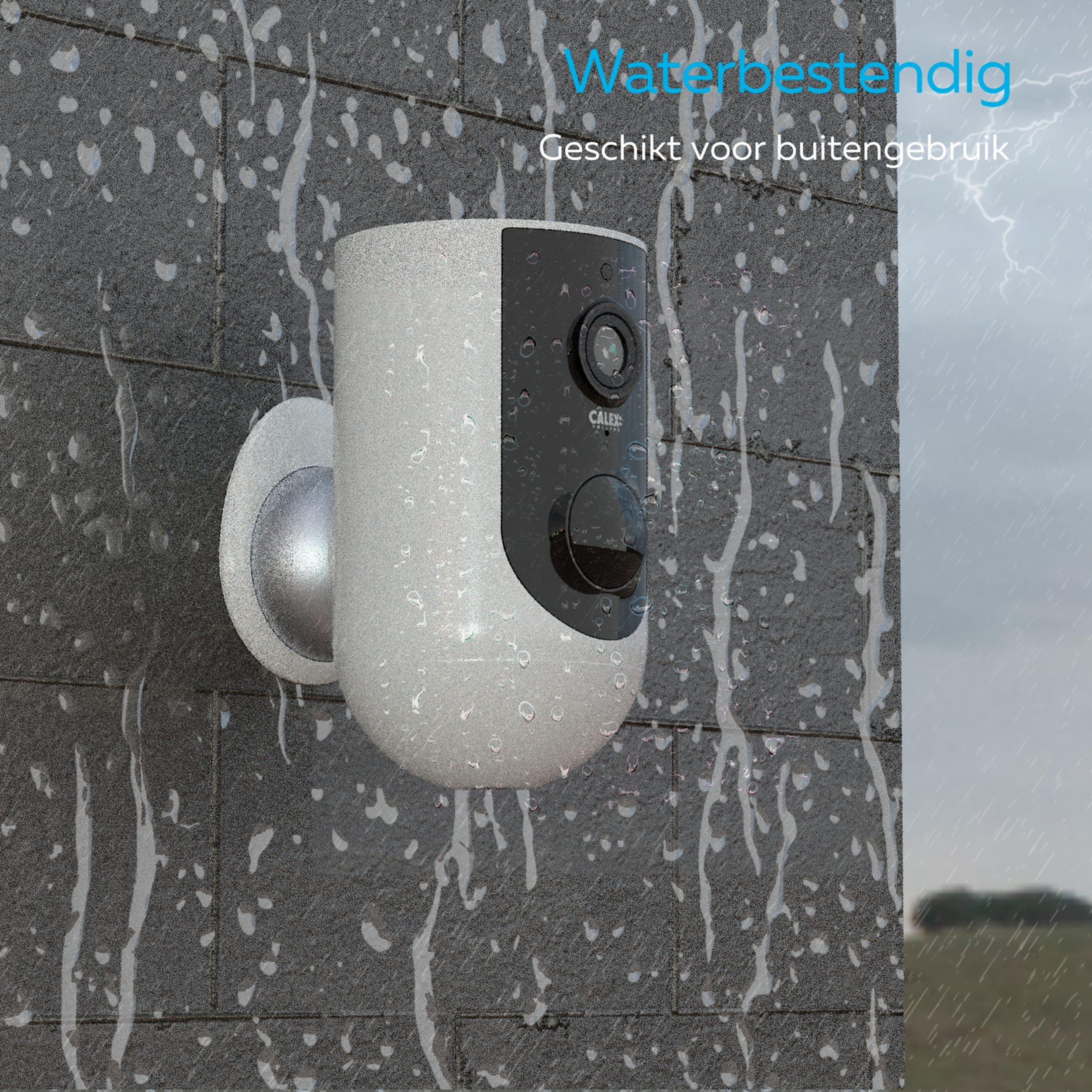 CALEX Smart Security Sicherheitskamera, Kabellose Akku-Kamera, 2K, WLAN, mit Bewegungserkennung, für Außenbereich