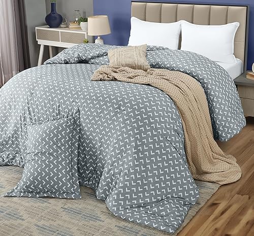 Miniatura 8 de Utopia Bedding Juego de edredón tamaño individual con diseño de flecha blanca, edredones estampados tamaño individual, juego de ropa de cama