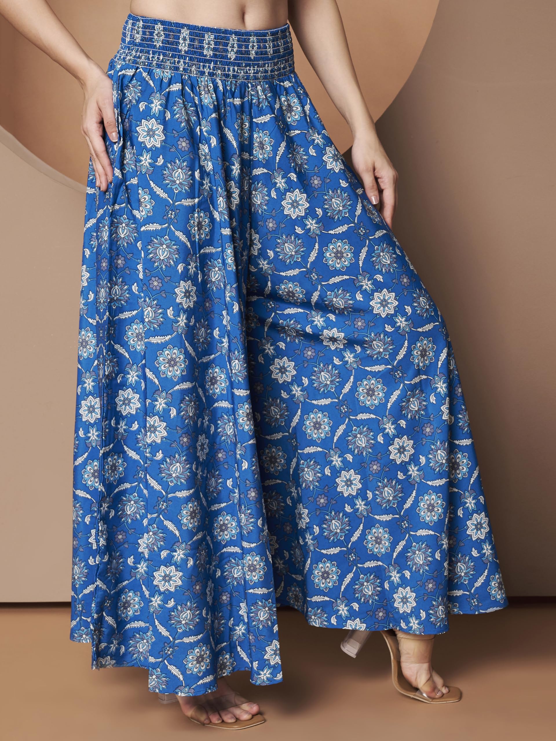 KZULLY Palazzo da donna, eleganti pantaloni palazzo stampati, silhouette fluida a gamba larga, comodi da indossare tutti i giorni e per le occasioni