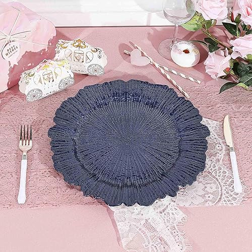 Vista 41 de Tiger Chef - Platos base redondos de 13.0 pulgadas con borde festoneado, ideales para cena de boda, recepción, mesa.