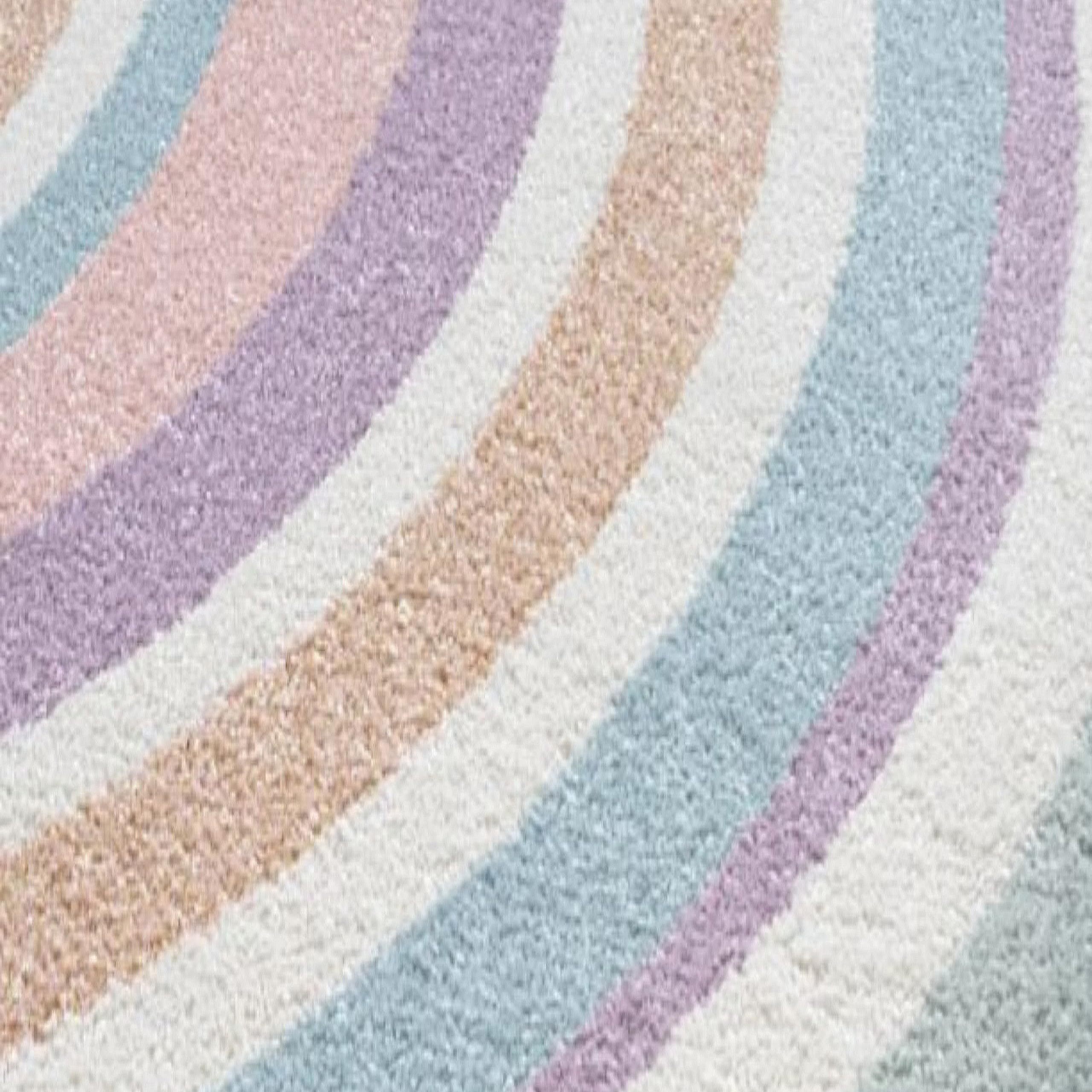 CARPETIA Teppich Kinderzimmerteppich rund Kreise Pastell kindgerecht Struktur weich 160 x 160 cm rund