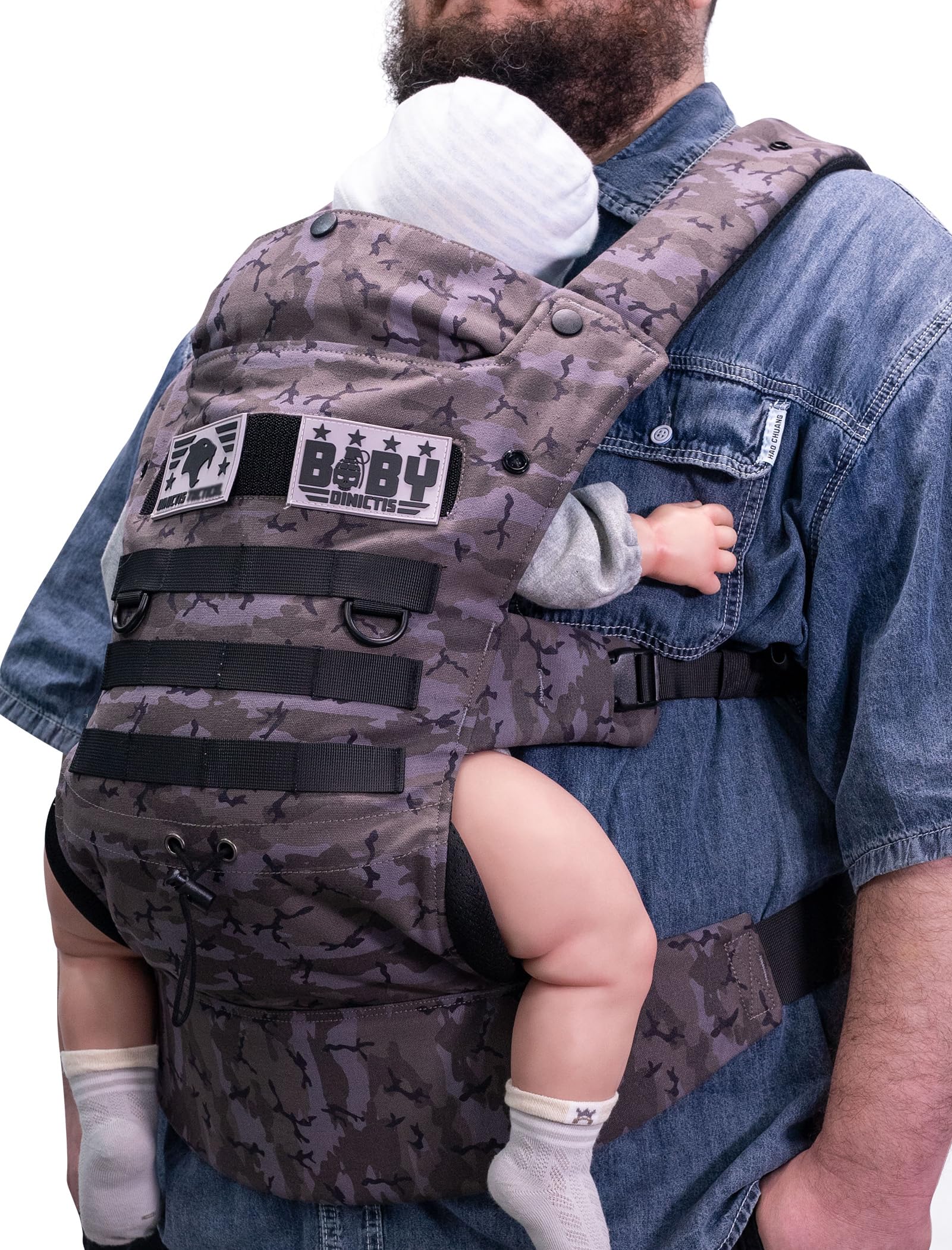 Ergonomic Lumbar Support Baby Carrier for Infants to Toddlers (8-33 lbs), Cozy and Lightweight Military Baby Carrier for Big and Tall Parents-Black