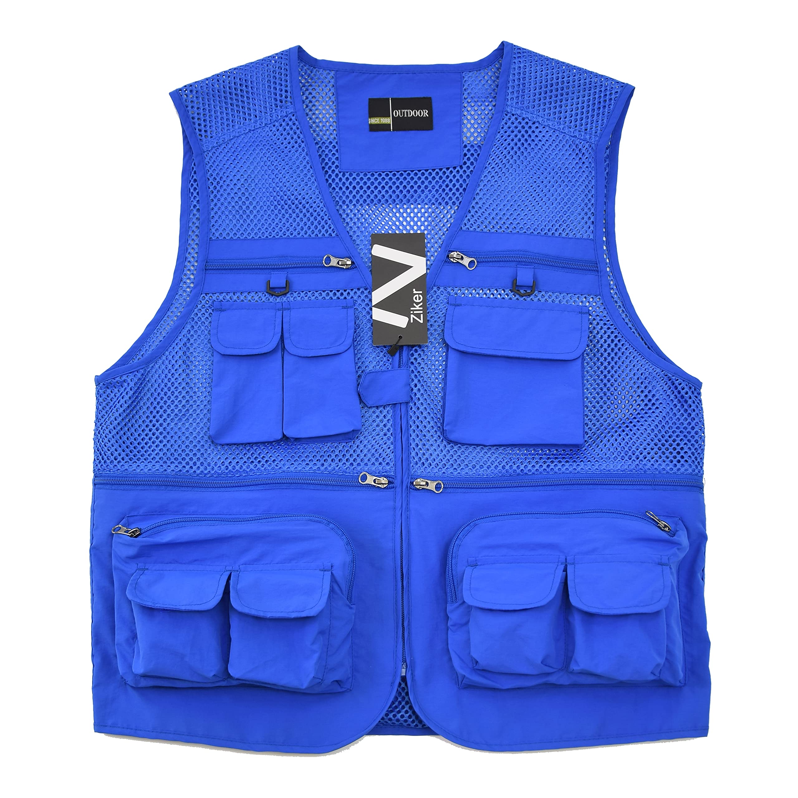 Ziker Men's Mesh Breathable Openwork Camouflage Journalist Photographer Fishing Vest Waistcoat Jacket Coat