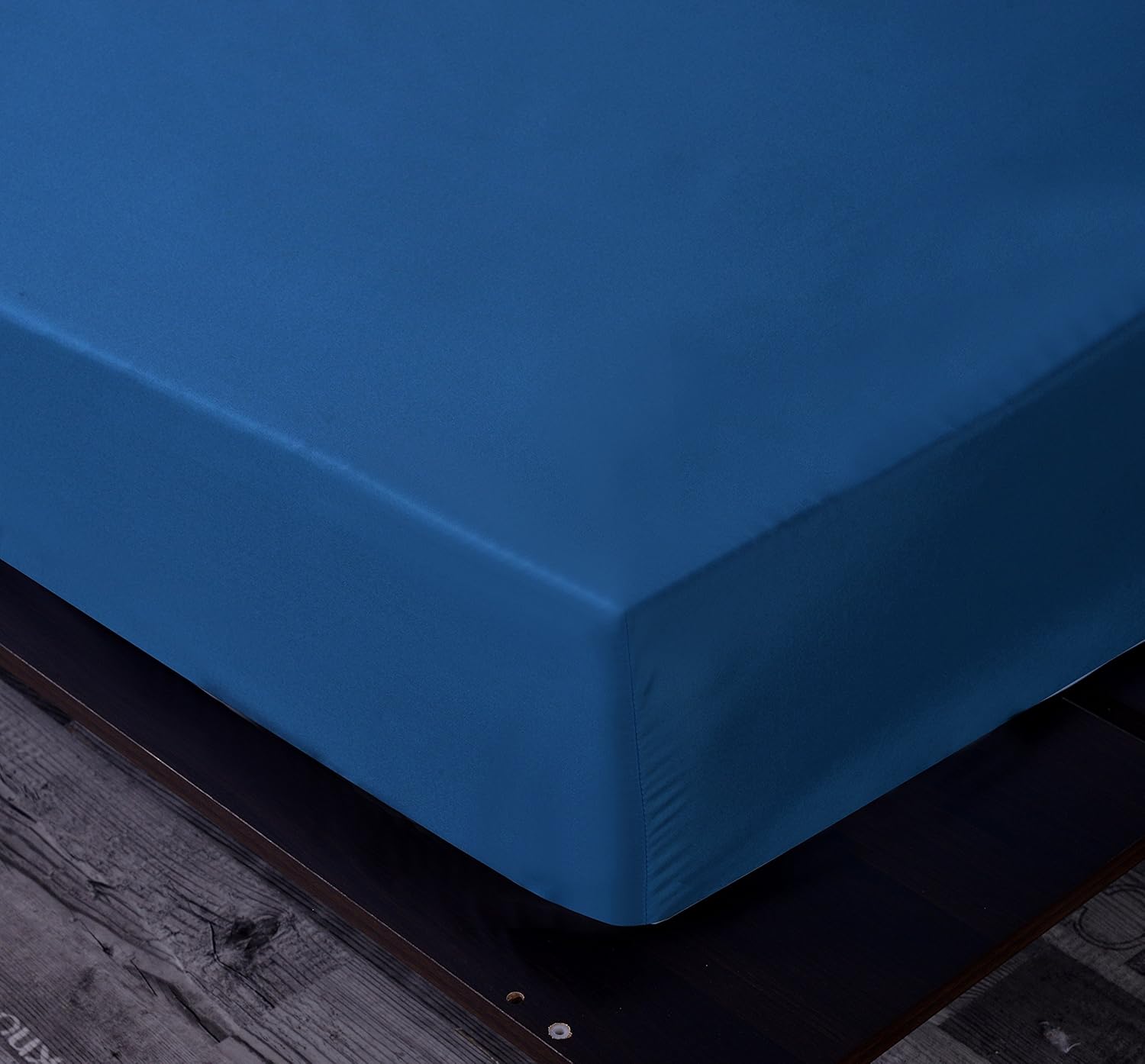 1 PC Blue Cal-King Size Fitted Bottom Sheet 800 TC 100% Natural Cotton,4 Way Stretch Elastic Fitted Sheet,Fit Mattress Upto 12'' Deep Pocket Snug Fit (Blue,1 PCs Fitted)