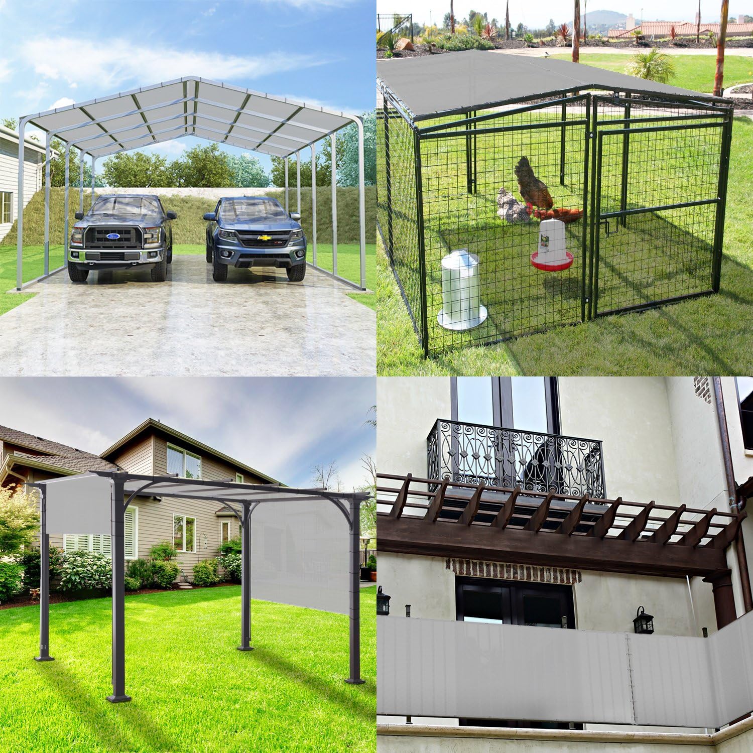 Windscreen4less 10' x 12' Waterproof Sun Shade Sail Straight Edge Outdoor Canopy Cover UV Block for Lawn Patio Backyard Garden Deck Pergola (Light Gray)