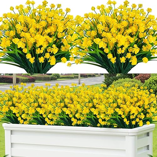 Miniatura 7 de 20 flores artificiales para exteriores, decoración de flores de plástico, resistentes a los rayos UV, plantas artificiales para interiores y