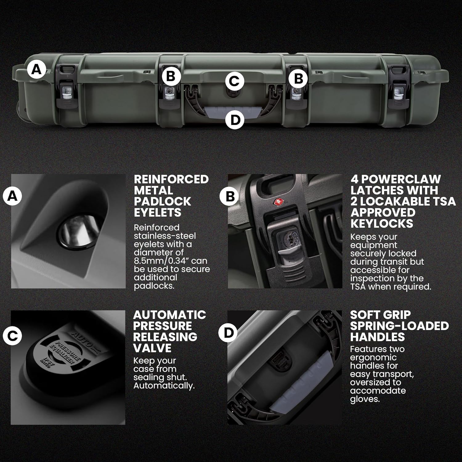 NANUK Hard Case with Foam & Wheels - 30" to 55" Long, Customizable Foam Insert, IP67 Waterproof & Crushproof, Rugged Construction for Ultimate Protection, Made in Canada