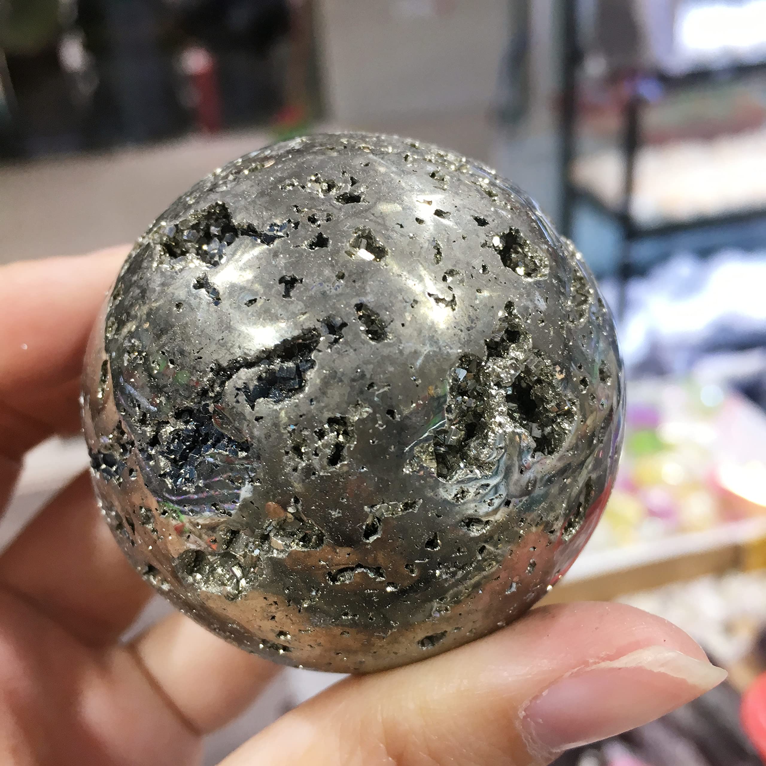 Cristallo 4.5-5CM Geode di pirite Naturale Sfera Campioni di Ferro Dorato Cristalli e Pietre I Regali di geode Possono Essere utilizzati for Pietre Naturali PEIQIYIN Decorazione della Stanza