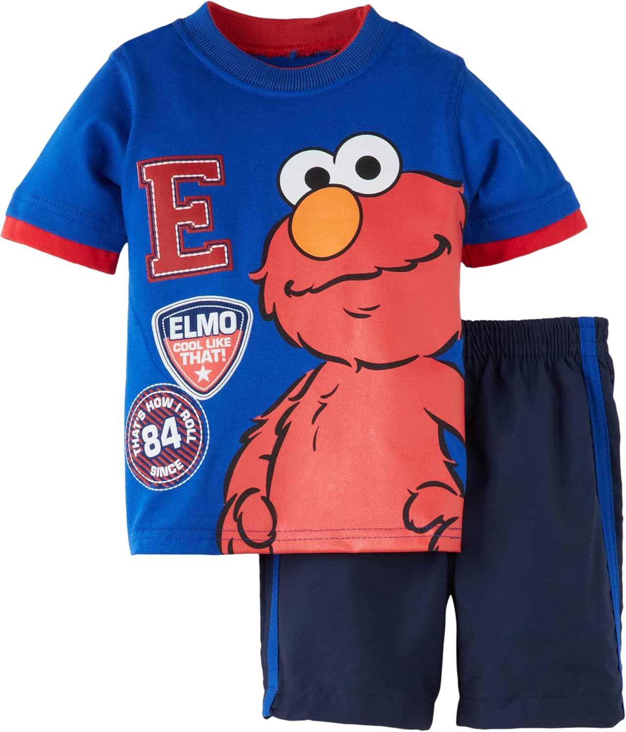 Amazon.com: Sesame Street Baby Boys' Elmo Patchwork Short Set, Blue, 24 Months: Infant And ...