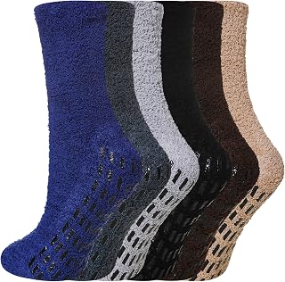 Mens Slipper Socks Fluffy Warm Winter Fuzzy Non Slip Thermal Plush Sleep Cozy Soft Bed House Socks With Grips