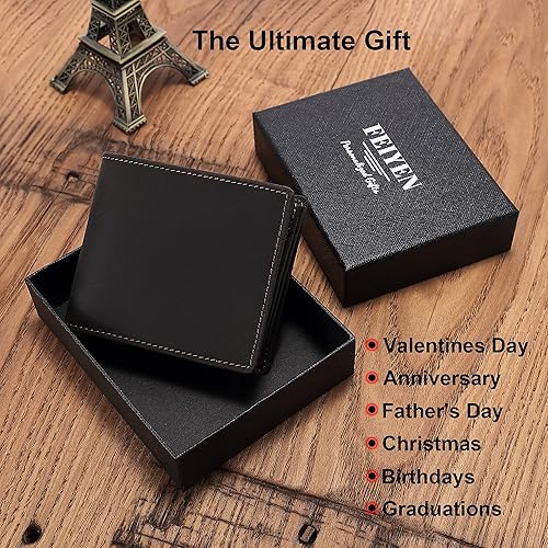 Miniatura 6 de Cartera personalizada grabada para marido, novio, papá, cumpleaños, día del padre, Navidad, aniversario, San Valentín, graduación, boda, mensajes de