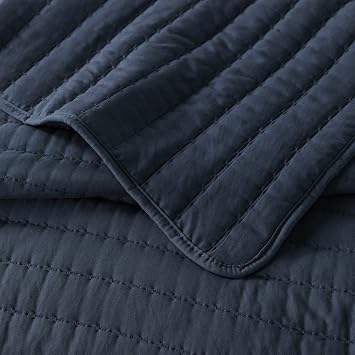 ROARINGWILD Navy Blue Twin Size Quilt Bedding Sets with Pillow Sham, Mustard Lightweight Soft Bedspread Coverlet, Quilted Blanket Thin Comforter Bed Cover for All Season, 2 Pieces, 68x90 inches