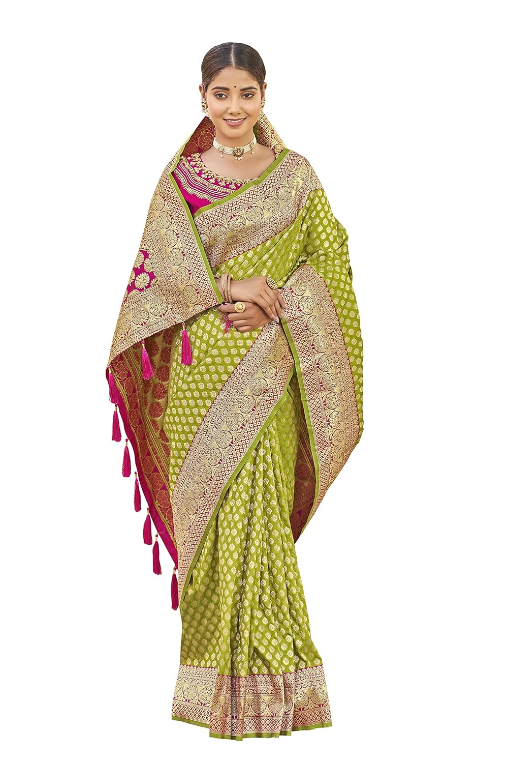 MANOHARI Most Trendy Jacquard Work Woven Saree with Unstitch Blouse Piece