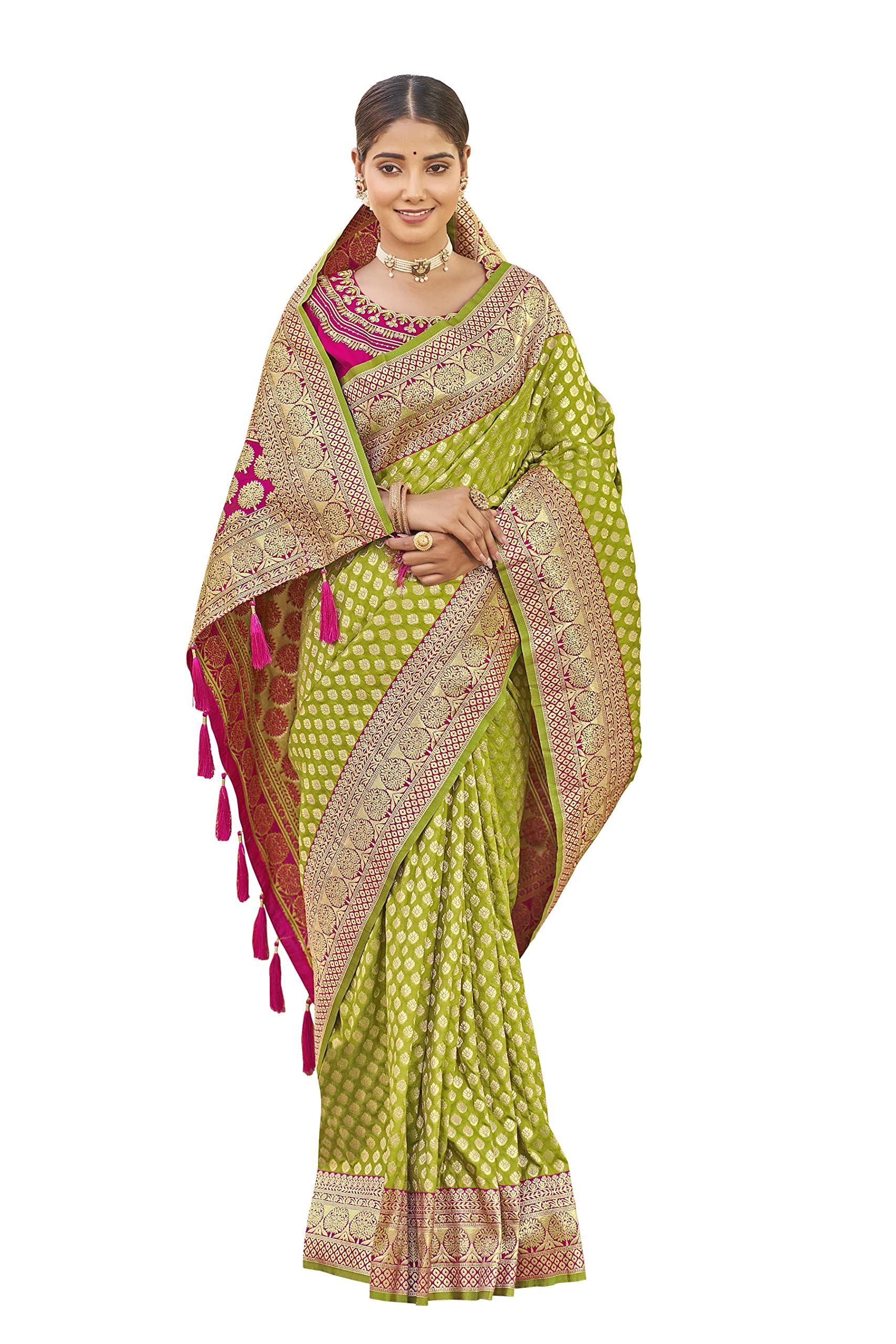 MANOHARIMost Trendy Jacquard Work Woven Saree with Unstitch Blouse Piece