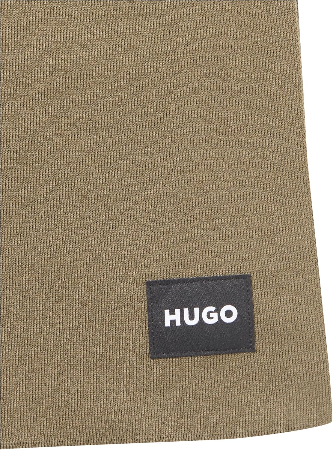 HUGO Men's Knitted Plain Scarf With Rubberized Logo