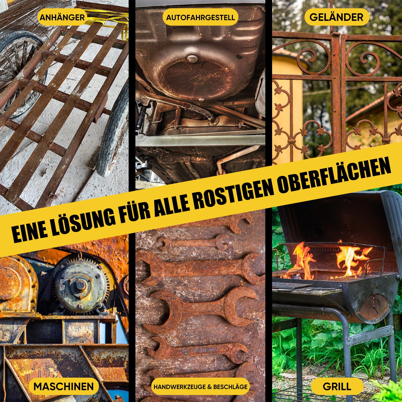 2-in-1 Schwarz Rostumwandler & Rostentferner, 1KG Grundierung Metall,Wasserfeste Hitzebeständig Rostumwandler Auto Metallschutzlack,Langlebige Rostschutzbeschichtung für Metall,Stahl & Eisen